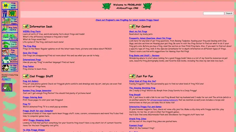 Screenshot of Frogland: All About Frogs
