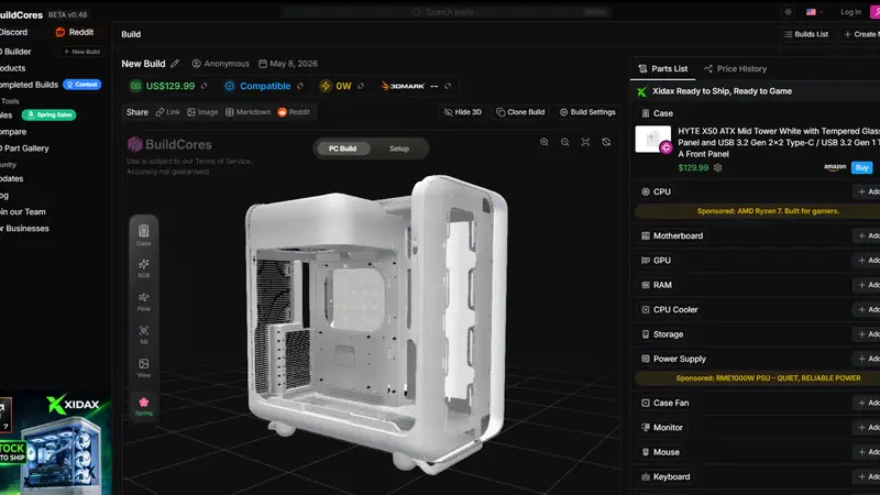 Screenshot of BuildCores