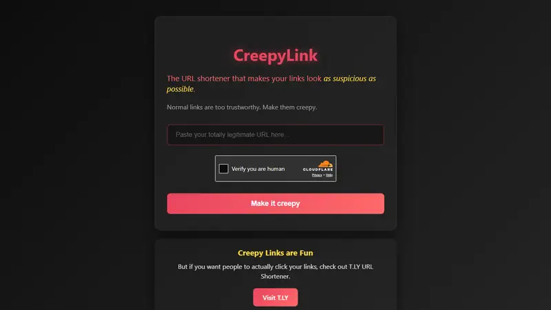 Screenshot of CreepyLink