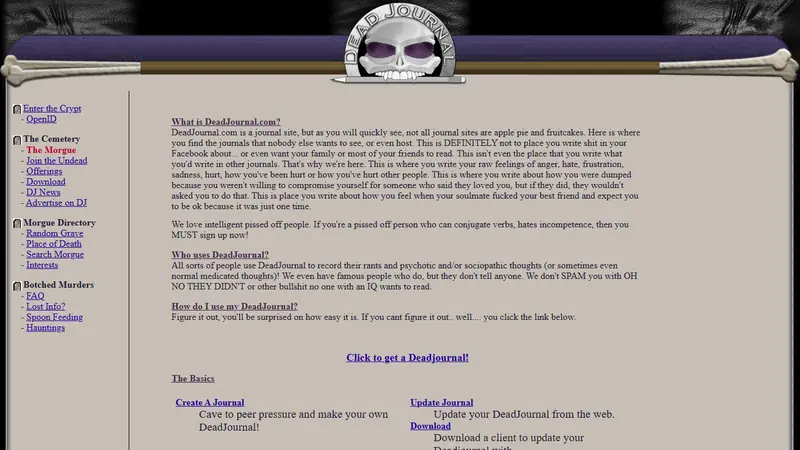 Screenshot of DeadJournal