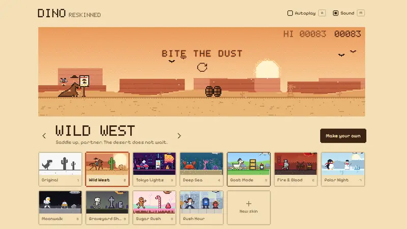 Screenshot of Dino, Reskinned