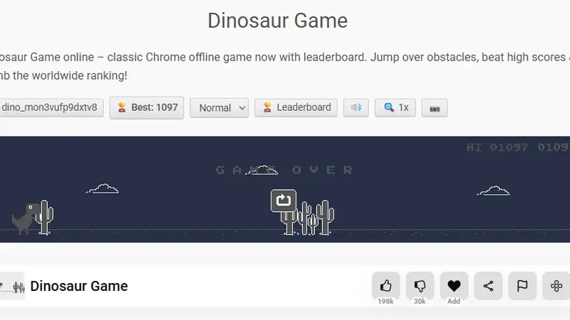 Screenshot of Dinosaur Game
