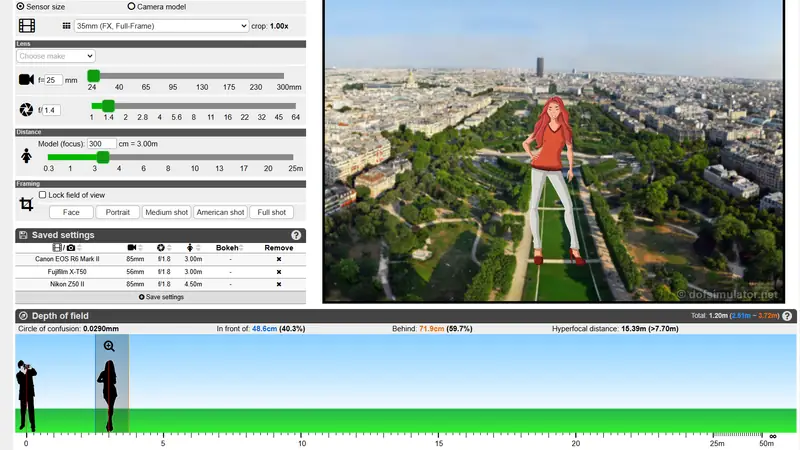 Screenshot of DOF Simulator