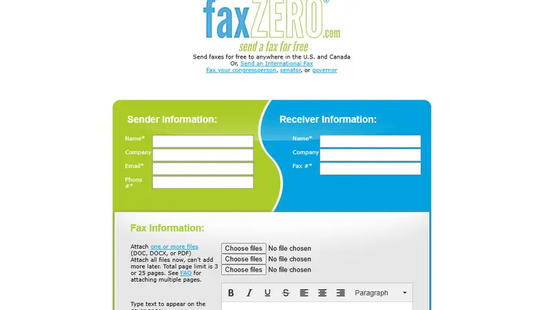Screenshot of Fax Zero
