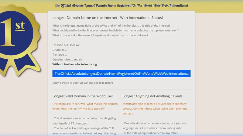 Screenshot of The Officially Longest Domain Name