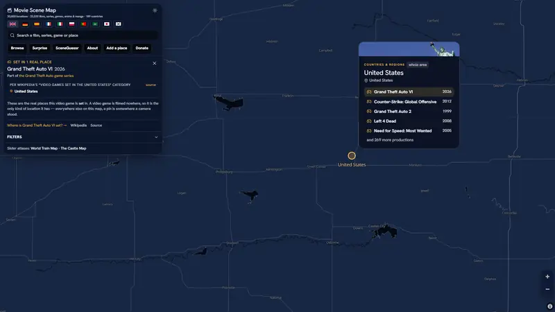 Screenshot of Movie Scene Map
