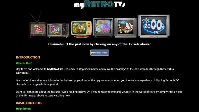Screenshot of MyRetroTVs
