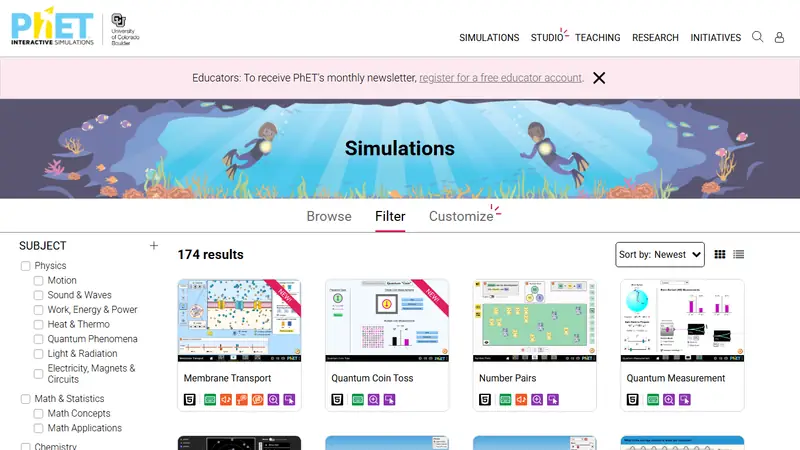 Screenshot of PhET