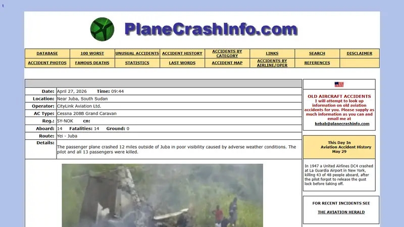 Screenshot of PlaneCrashInfo.com