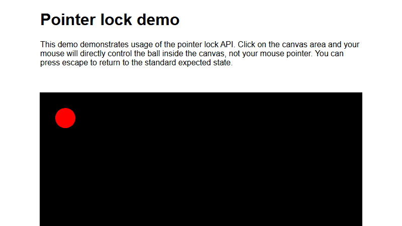 Screenshot of Pointer Lock API Demo