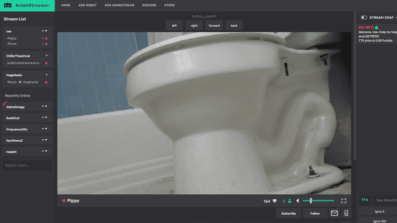 Screenshot of RobotStreamer