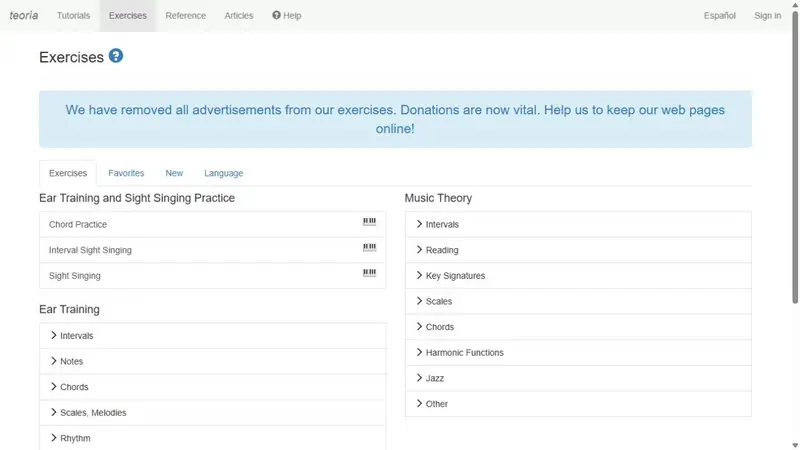 Screenshot of Teoria