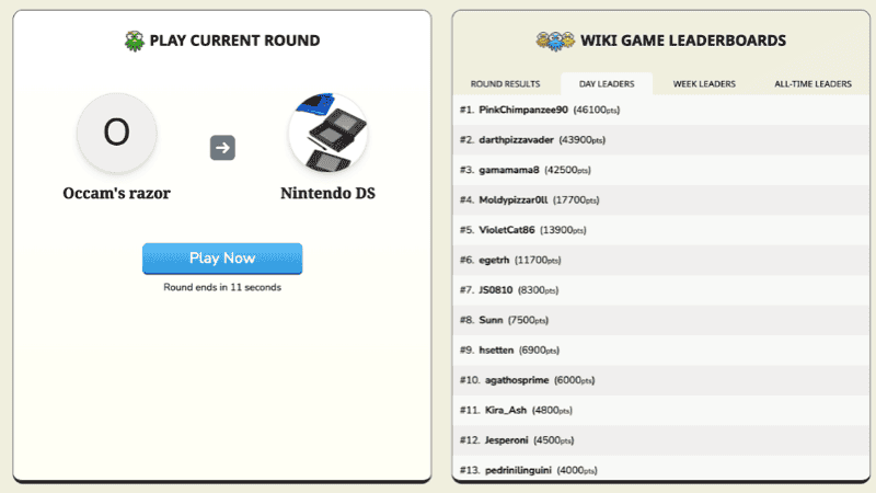 Screenshot of The Wiki Game