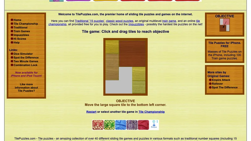 Screenshot of TilePuzzles.com