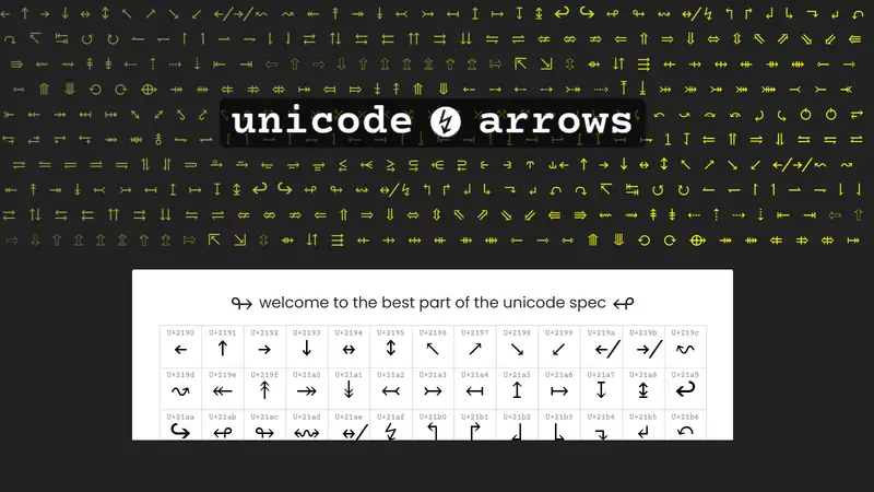 Screenshot of Unicode Arrows