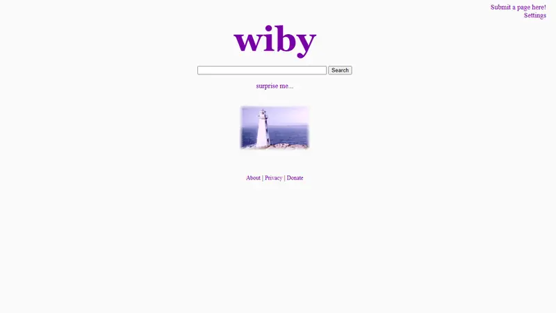 Screenshot of Wiby