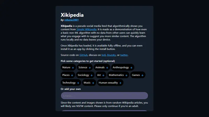 Screenshot of Xikipedia